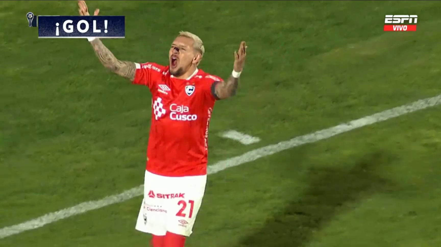Gol de Carlos Garcés para el 1-0 en Cienciano vs Lanús por partido de vuelta por ‘play-offs’ de Copa Sudamericana 2026