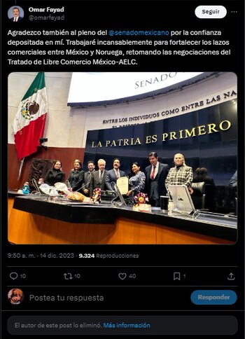 Omar Fayad borró el mensaje