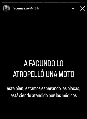 Facundo Mazzei dio detalles de su estado de salud luego de ser atropellado