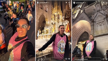 Así llegó Pampita a la Basílica de Luján: “12 horas, 47 kilómetros, llegamos, lo logré”