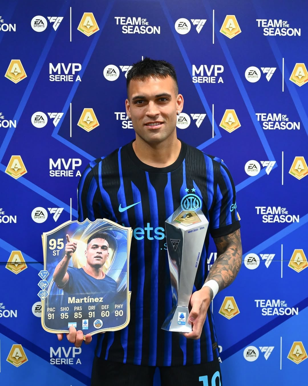 Lautaro Martínez fue elegido el mejor delantero y levantó el título en la Serie A