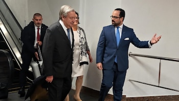 El jefe de la ONU destacó que esa cooperación permitió acelerar el despliegue de una misión internacional ante la crisis, antes de reunirse con Luis Abinader y viajar al país vecino (Foto cortesía Ministerio de Relaciones Exteriores)