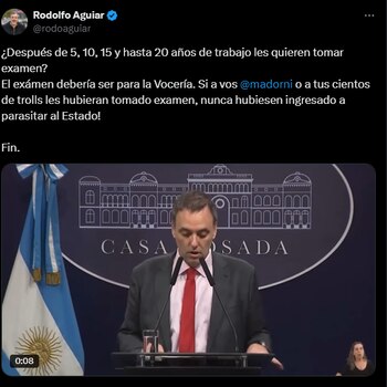 El tweet de Rodolfo Aguiar contra el examen de idoneidad