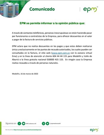 EPM asegura que llamadas telefónicas