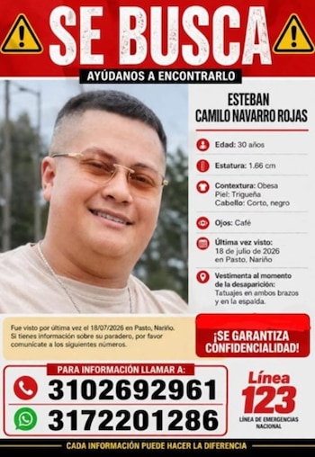 El joven fue visto por última vez en Pasto, Nariño - crédito red social Facebook