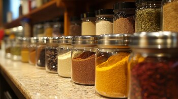 Especias en bote herméticos.