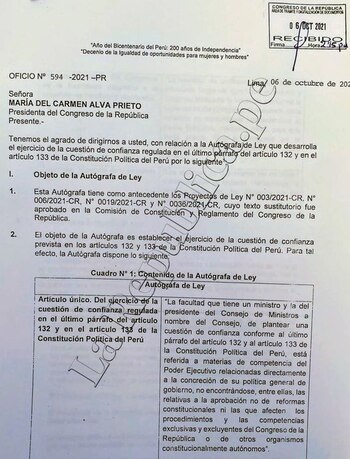 Observación del Ejecutivo a la