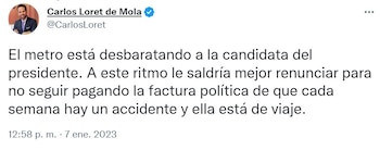Loret solamente publicó este tuit