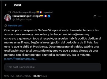 Cielo Rusinque hizo varios mensajes