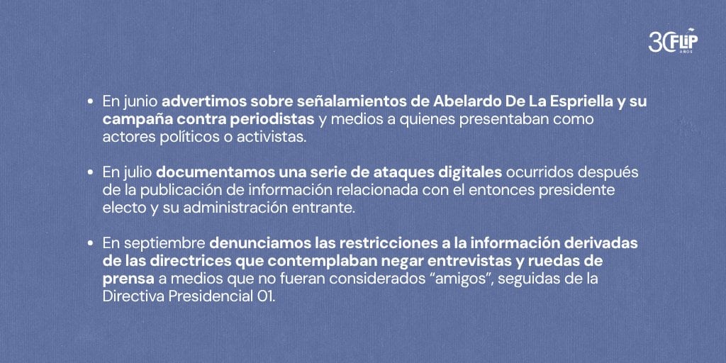 La Flip documentó 14 episodios desde la campaña presidencial de Abelardo de la Espriella - crédito @FLIP_org/X
