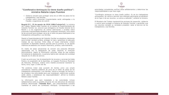 Ministra del Trabajo Natalia López denuncia maniobras para desviar fondos de trabajadores en Comfenalco - crédito Ministerio del Trabajo