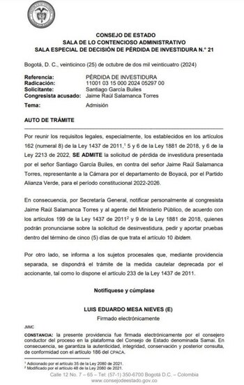 El Consejo de Estado notificará