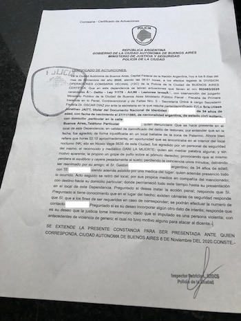 La denuncia policial de Ulises