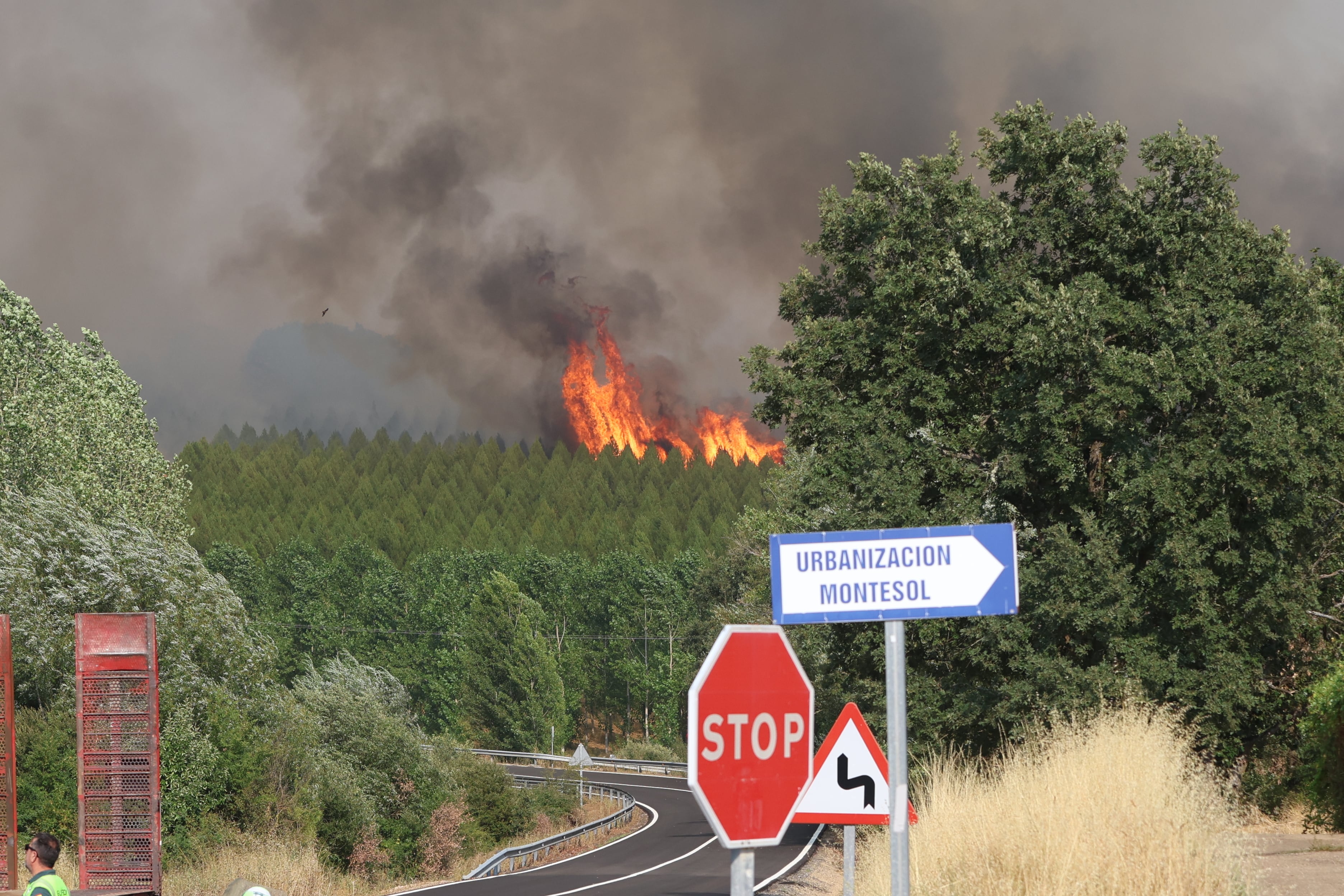 Vista del incendio, a 29 de julio de 2026, en San Cipriano, León, Castilla y León (España). (Fernando Otero/Europa Press)