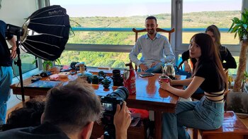 Eva en una grabación para