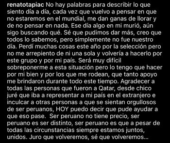 El mensaje de Renato Tapia