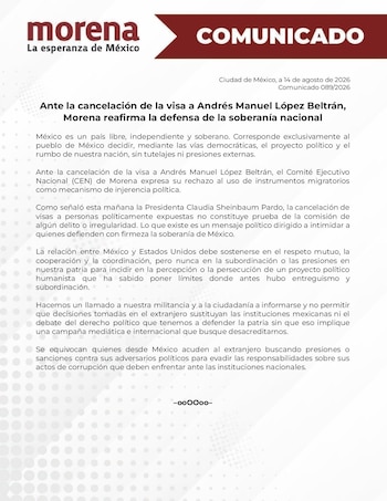 Comunicado de Morena.