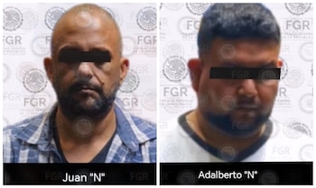 La captura de los dos sujetos fue informada este 4 de junio por la Fiscalía federal. Crédito: FGR