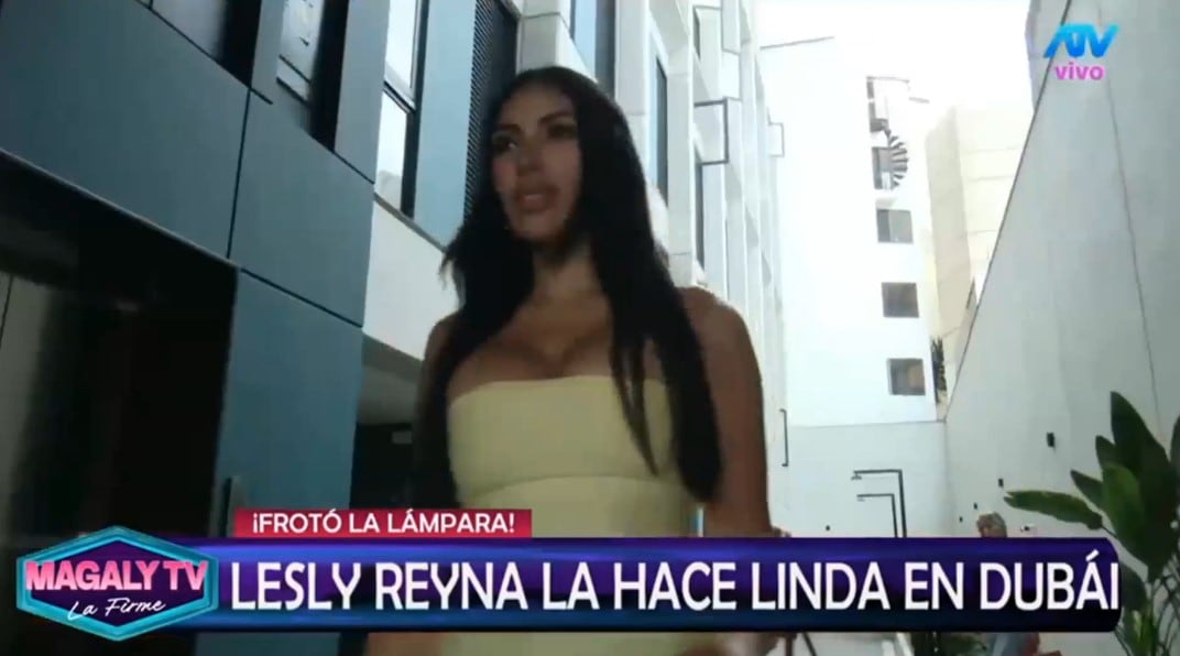 Lesly Reyna responde de qué vive en Dubái tras mostrar Lamborghinis, yates y joyas de lujo. Captura: Magaly TV La Firme.
