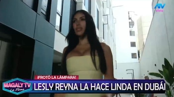 Lesly Reyna responde de qué vive en Dubái tras mostrar Lamborghinis, yates y joyas de lujo. Captura: Magaly TV La Firme.