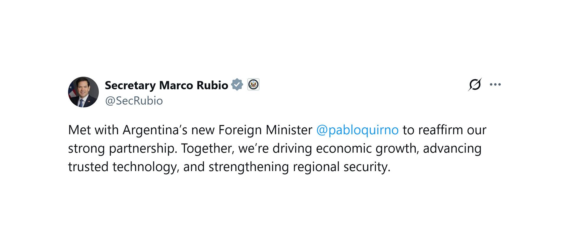 El mensaje de Marco Rubio