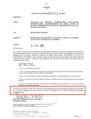 La circular califica la asistencia