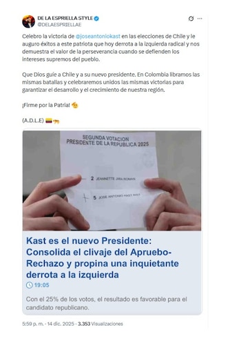 Con este mensaje en X,