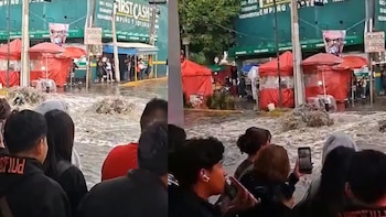 La lluvia dejó importantes inundaciones en Iztapalapa. Foto: Video de redes sociales.