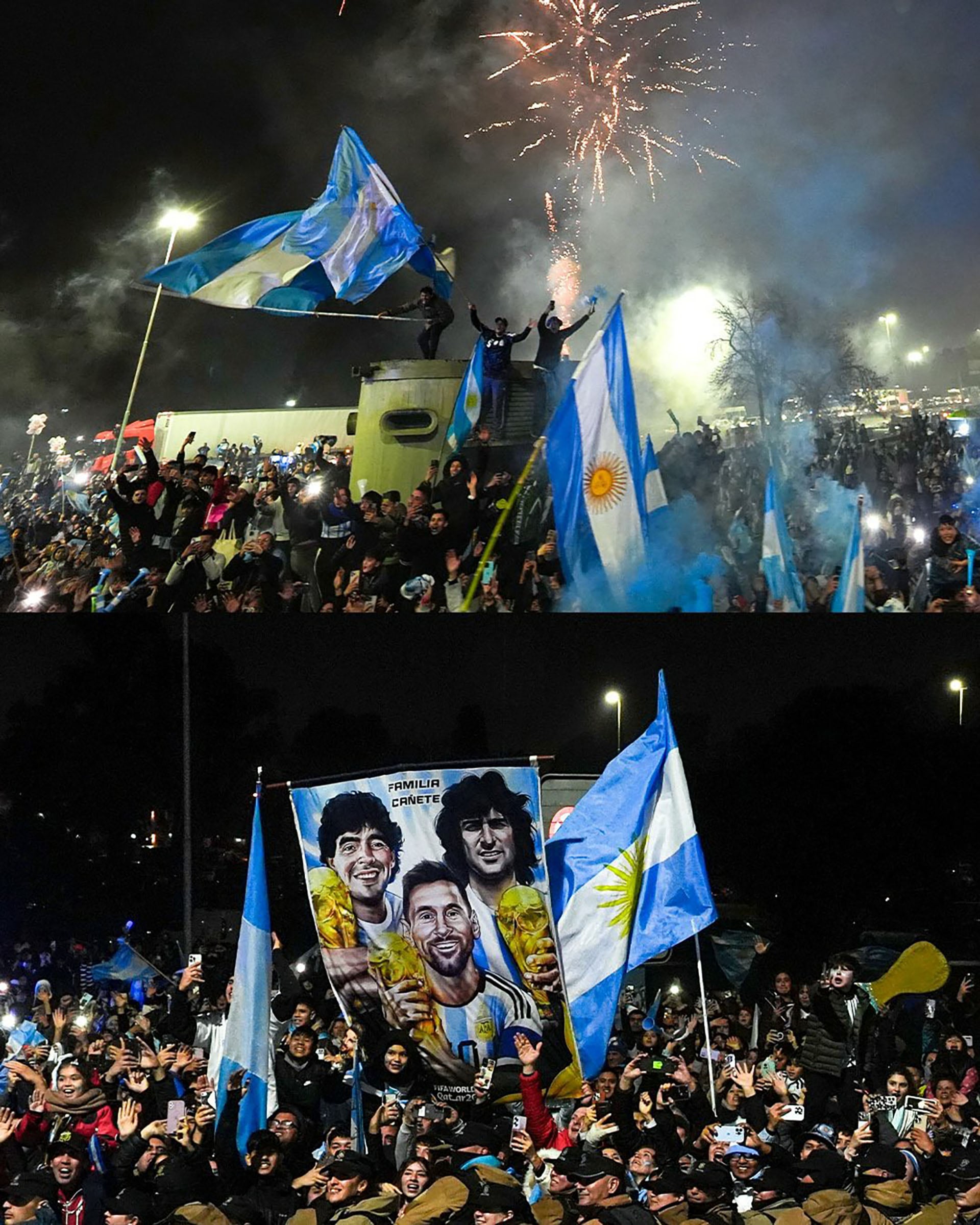 Banderas y fuegos artificiales acompañaron a la hinchada (@tatografias)
