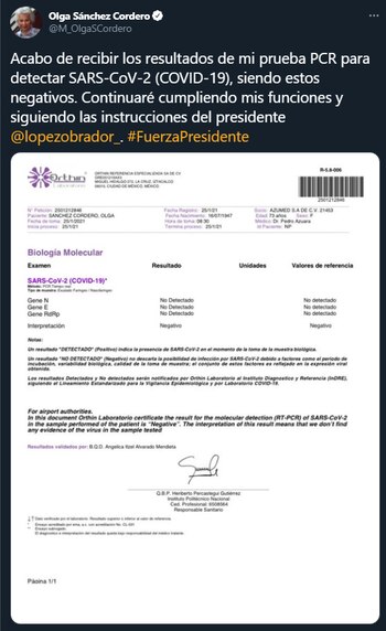 Un examen de PCR indica