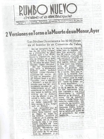 Notas periodísticas de la época