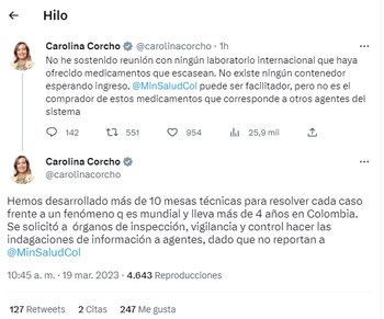 Carolina Corcho tuit