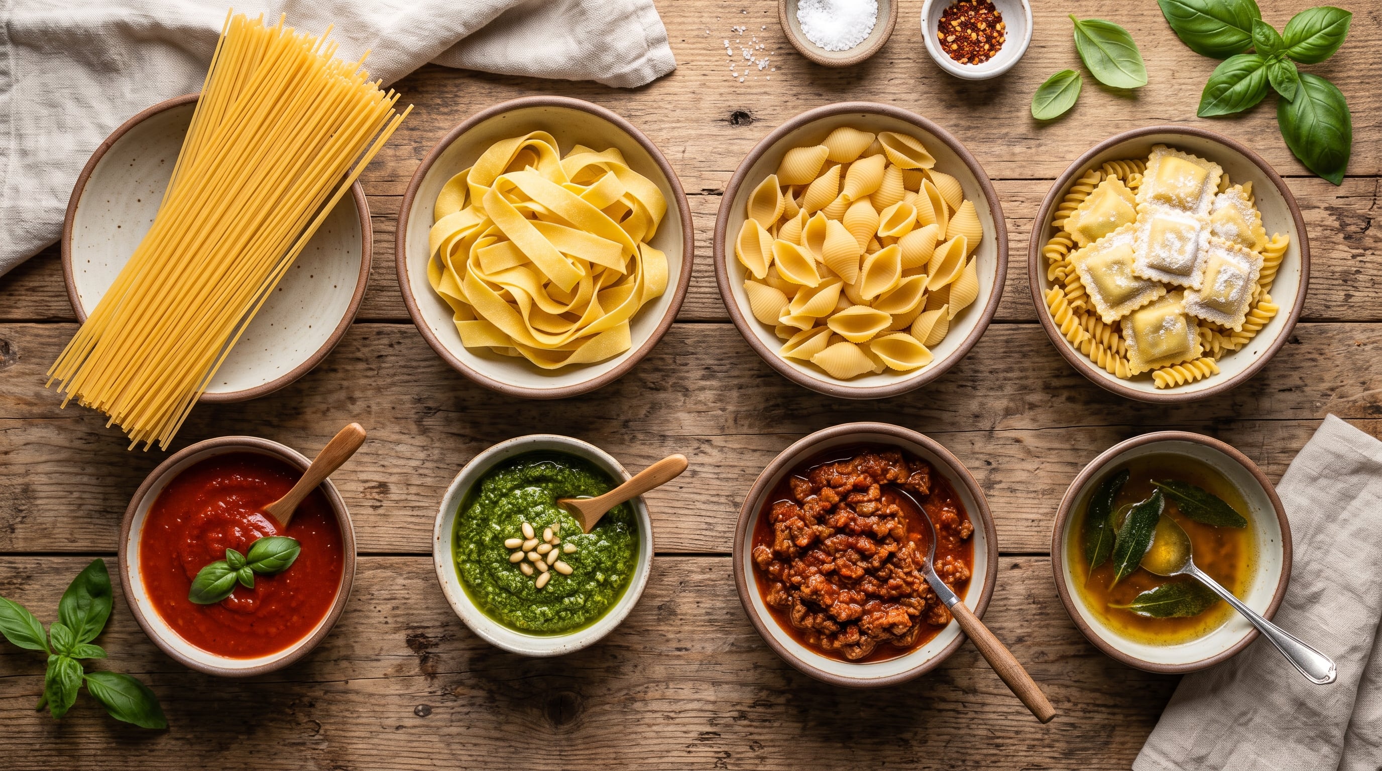 Las pastas largas, cortas y rellenas requieren salsas de distinta densidad para acompañar su forma y textura. (Imagen Ilustrativa Infobae)