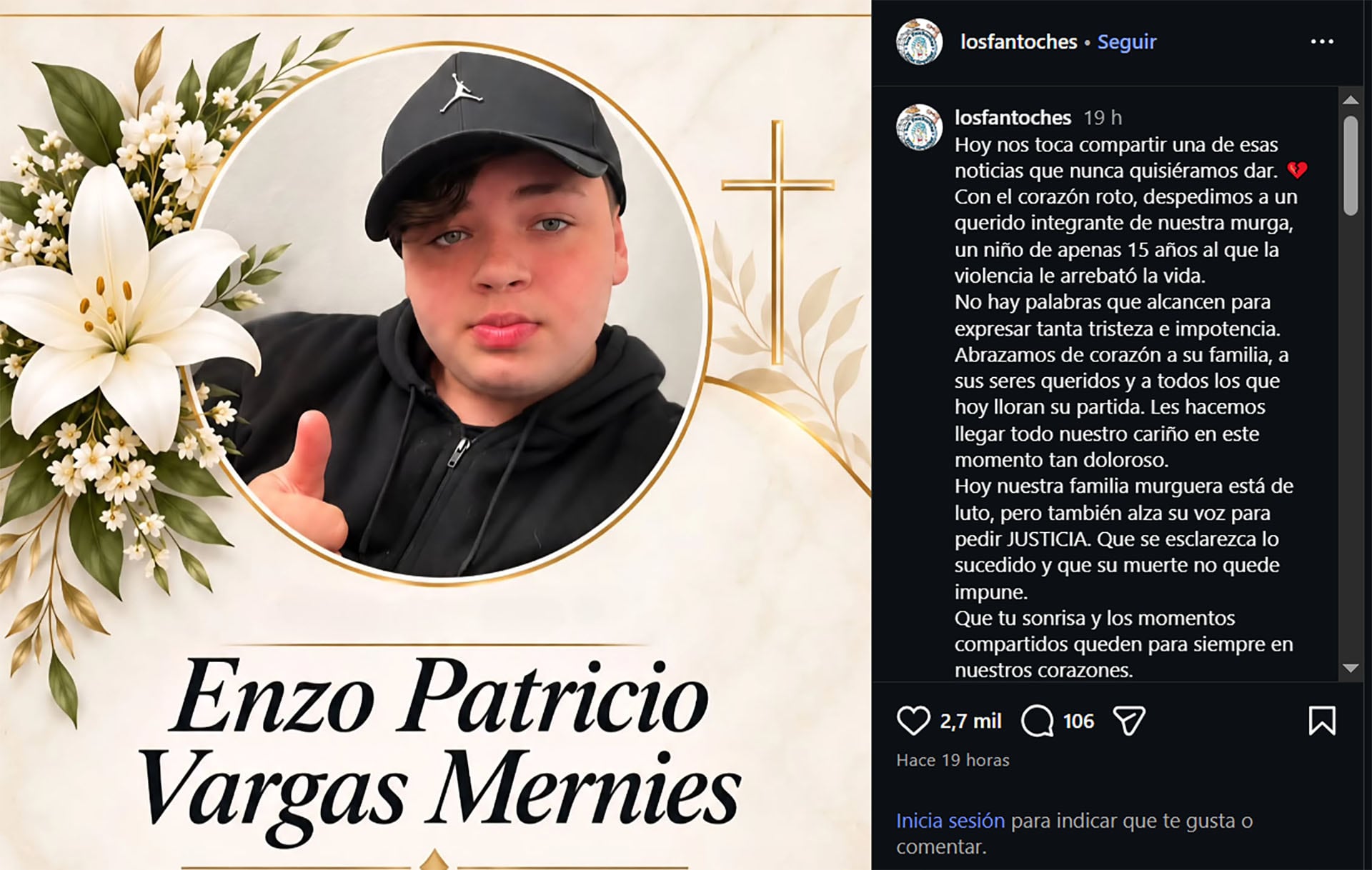 La víctima era integrante de una murga y tenía 16 años