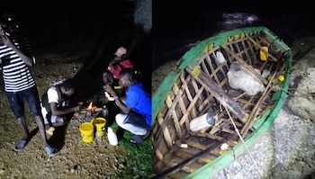 Cinco pescadores haitianos fueron rescatados en la costa de Aguadores tras pasar cinco días a la deriva. (Cortesía: Aris Arias Batalla)