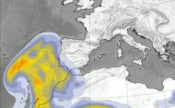 Imagen del aerosol de polvo de Copernicus. (Aemet/X)