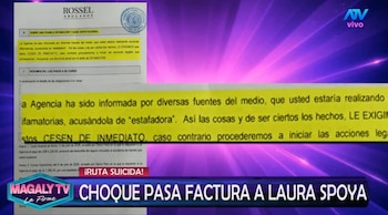 Magaly revela el contenido de cartas notariales enviadas a Laura Spoya por accidente, deudas y presunto incumplimiento de contrato.