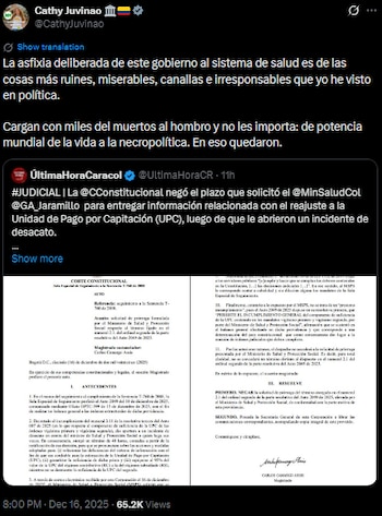 Cathy Juvinao arremetió contra Petro
