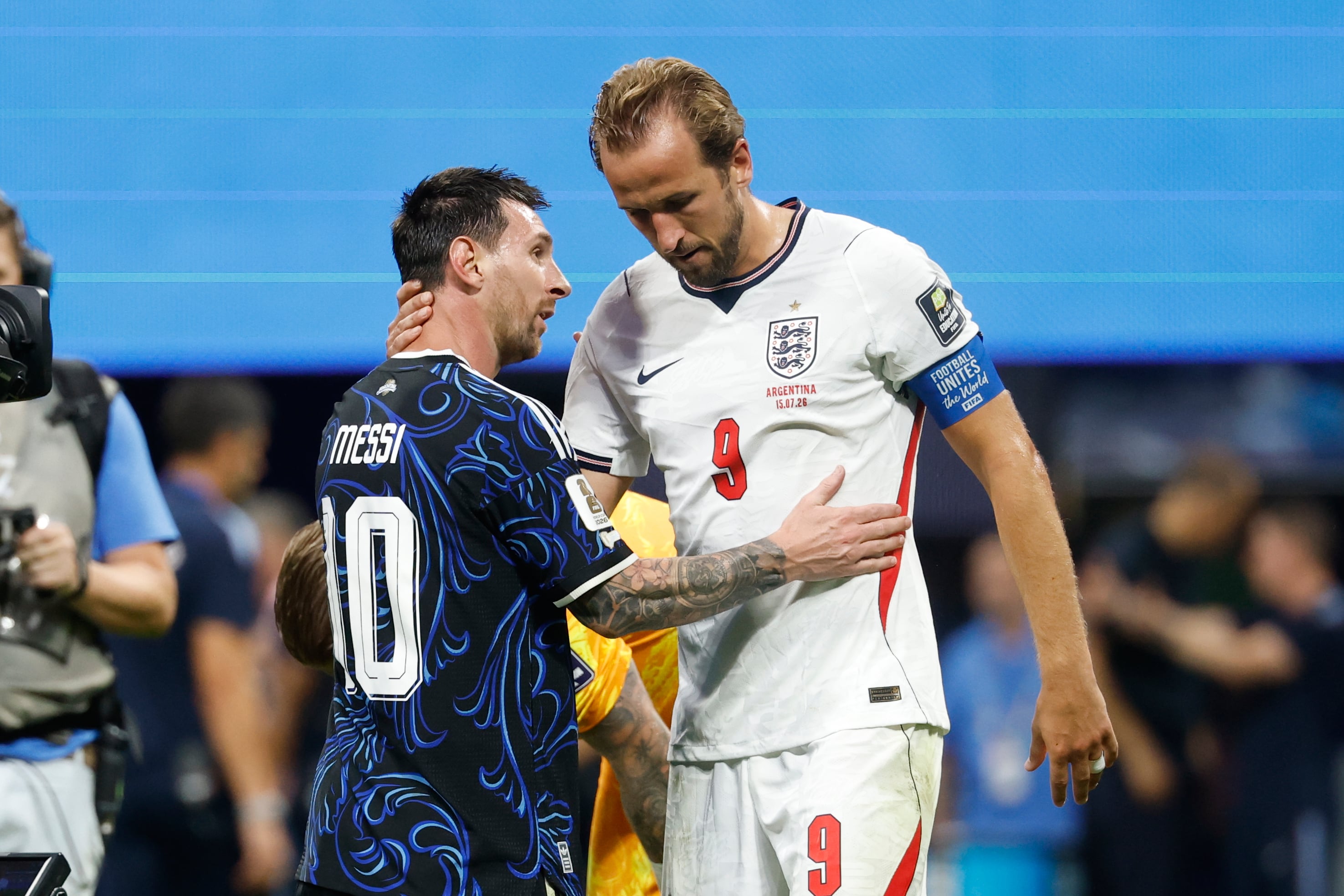 Harry Kane recordó su enfrentamiento contra Argentina y su charla con Lionel Messi (AP Foto/Erik S. Lesser)
