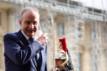 Irish Prime Minister Micheal Martin arrives to attend an informal summit of EU leaders at the Chateau de Versailles (Versailles Palace) in Versailles, near Paris, France March 11, 2022. REUTERS/Sarah Meyssonnier