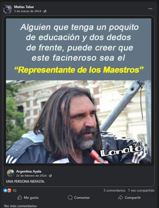 Algunas de las publicaciones de Matías Tabar en sus redes sociales