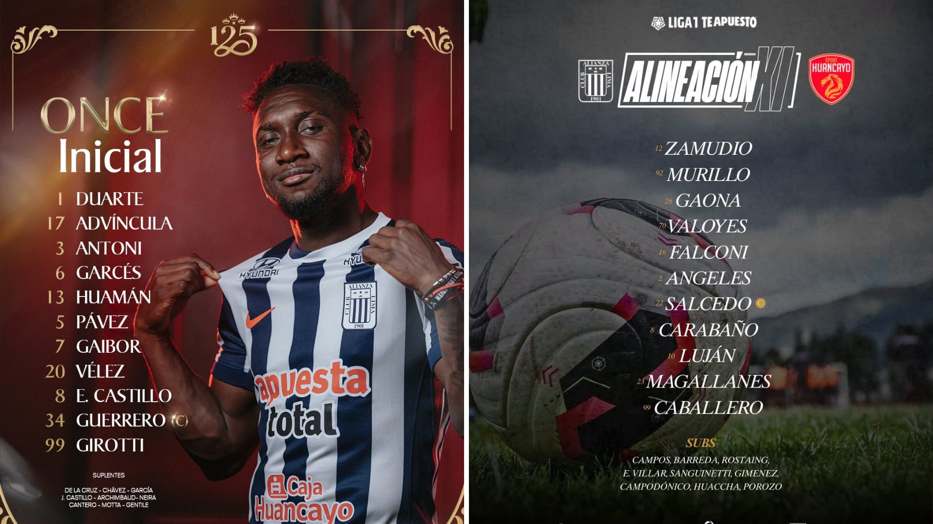 Alineaciones confirmadas del Alianza Lima vs Sport Huancayo por Torneo Clausura 2026.