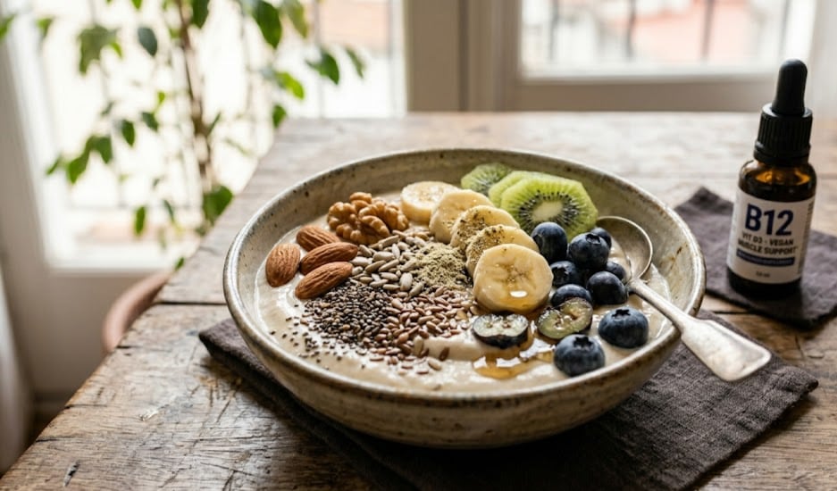 La alternativa de desayuno vegano con nueces, semillas y bebidas vegetales aporta aminoácidos esenciales y micronutrientes vitales (Imagen Ilustrativa Infobae)