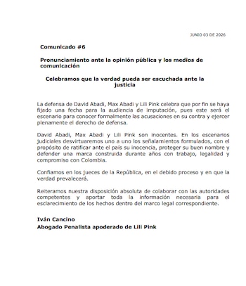 Según la defensa, el objetivo de su actuación será demostrar la inocencia de sus representados, preservar su buen nombre y respaldar la trayectoria empresarial de la marca dentro del marco legal vigente - crédito suministrada a Infobae Colombia
