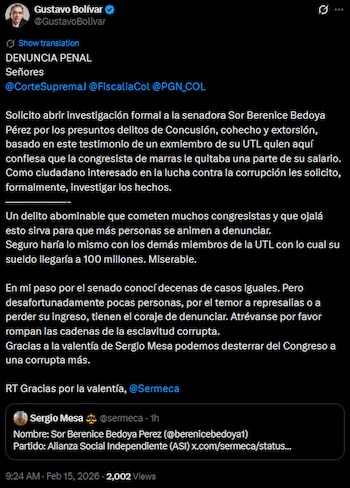 Gustavo Bolívar aseguró que estas