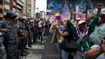 Escena de protesta en Caracas,