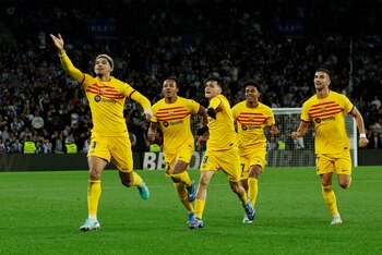 Los jugadores del Barça celebran