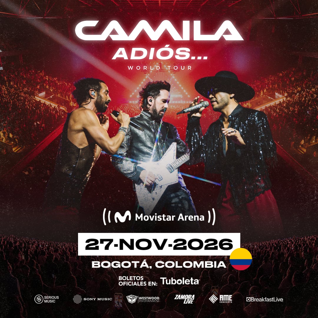 Camila confirmó su regreso a Bogotá con 'Adiós World Tour' y se presentará el 27 de noviembre en el Movistar Arena de Bogotá - crédito cortesía Breakfast Live