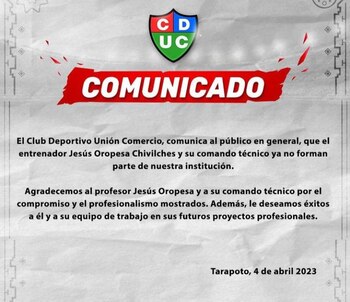 Unión Comercio comunicó la salida