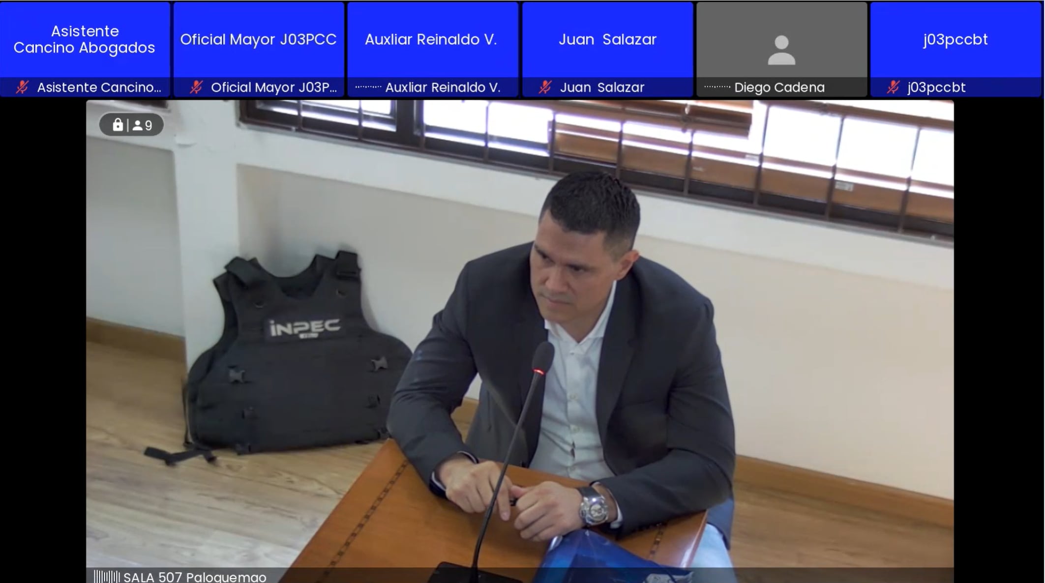 Juan Guillermo Monsalve durante interrogatorio en audiencia contra Diego Cadena - crédito captura de pantalla